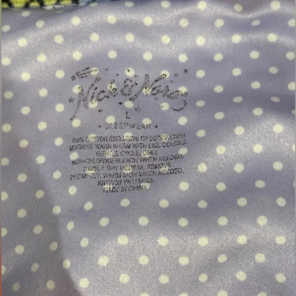 Nick & Nora Purple Owls in Hats Holiday Print Cotton Holiday Pajama Top Size L